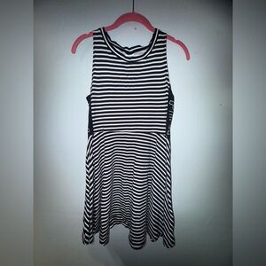 Victoria’s Secret PINK Sleeveless Skater Dress Flare Stripe black white sz Small